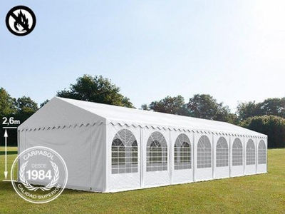 6x16m 2.6m Sides PVC Marquee / Party Tent w. Groundbar, fire resistant white