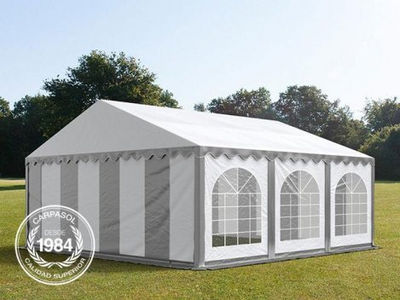 6x6m PVC Marquee / Party Tent w. Groundbar, grey-white