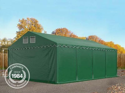 6x8m 2.6m Sides PVC Storage Tent / Shelter w. Groundbar, dark green