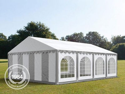 6x8m PVC Marquee / Party Tent w. Groundbar, grey-white