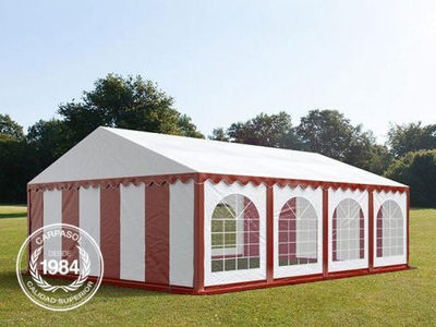 6x8m PVC Marquee / Party Tent w. Groundbar, red-white