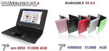 7&quot;mini netbook notebook android4.0 laptop wm8850 512mb 4gb camara usb externo 3g