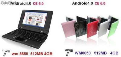 7&quot;mini netbook notebook android4.0 laptop wm8850 512mb 4gb camara usb externo 3g
