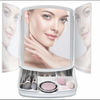 720013 Espejo de maquillaje plegable con luces LED y cajones para maquillaje