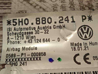 7214406 airbag lateral izquierdo / 5H0880241P / para volkswagen id.3 (E11) Pro 1 - Foto 4