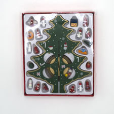 743535 Árbol de Navidad 29 cm Decoración navideña 20 accesorios y base de madera