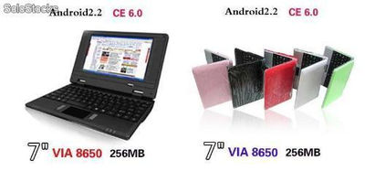 7pouce mini notebook netbook laptop android2.2 wm8650 256m 4g wifi rj45