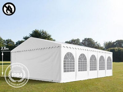 7x10m 2.6m Sides PVC Marquee / Party Tent w. Groundbar, fire resistant white
