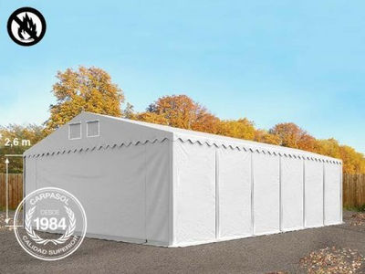 7x12m 2.6m Sides PVC Storage Tent / Shelter w. Groundbar, fire resistant white