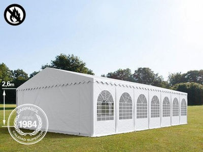 7x14m 2.6m Sides PVC Marquee / Party Tent w. Groundbar, fire resistant white