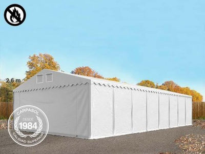 7x22m 2.6m Sides PVC Storage Tent / Shelter w. Groundbar, fire resistant white