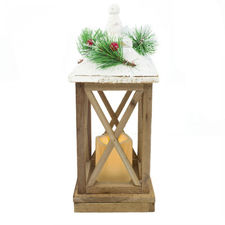 859762 Lámpara decoración de navidad en madera con luz Led y purpurina