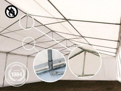 8x12m PVC Storage Tent / Shelter w. Groundbar, fire resistant white - Foto 4