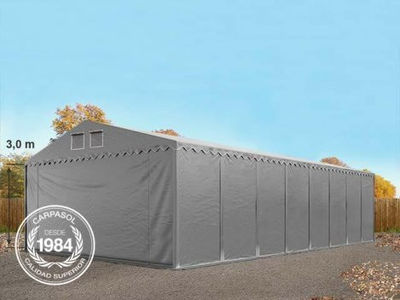 8x24m 3m Sides PVC Storage Tent / Shelter w. Groundbar, grey