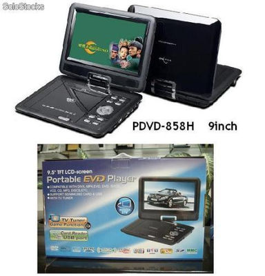 9-pulgadas reproductor portátil de dvd con función TV,puerto usb y 3-en-1 lector