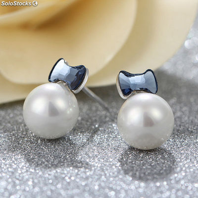 925 silver earrings created with Swarovski® crystal and natural pearl. - Zdjęcie 2