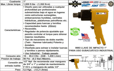 9993 llave de impacto 1&quot; - para uso subacuático industrial