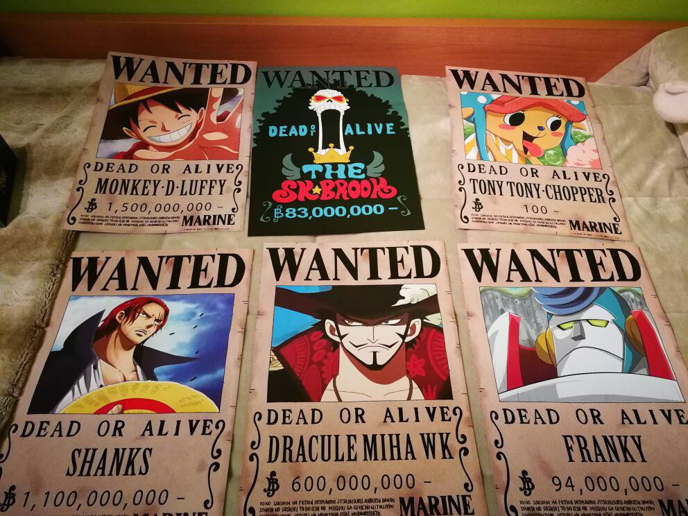 9x Autocollants (Stickers) Wanted One Piece Mugiwara