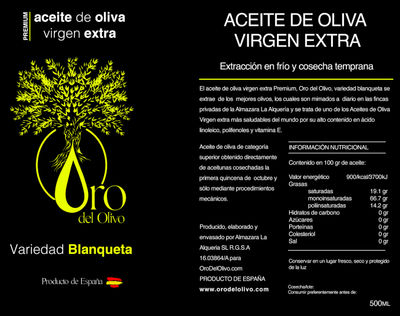 Aceite Oliva Virgen Extra Premium Blanqueta | 1 x 500 ML - Foto 2