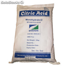 Acido citrico monohidrato o anhidro. Sacos 25 kg.