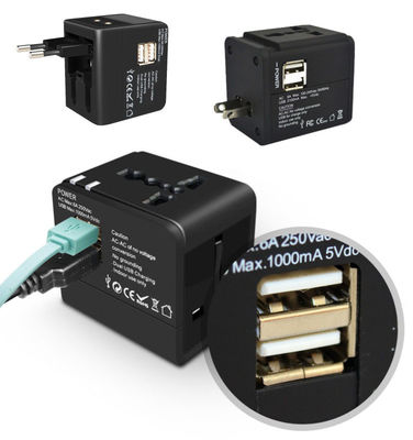 Adaptador Universal de Corriente y Cargador USB de Viaje con Puerto USB Dual