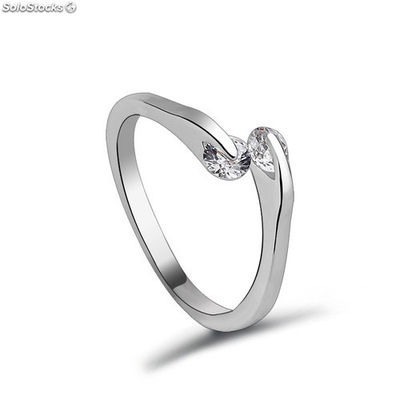 Adjustable rhodium plated ring made with Cubic Zircon. - Foto 3