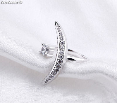 Adjustable rhodium plated ring with Cubic Zircon.. - Foto 2
