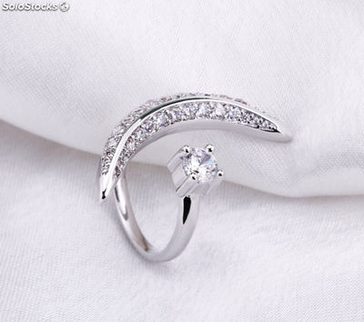 Adjustable rhodium plated ring with Cubic Zircon.. - Foto 3