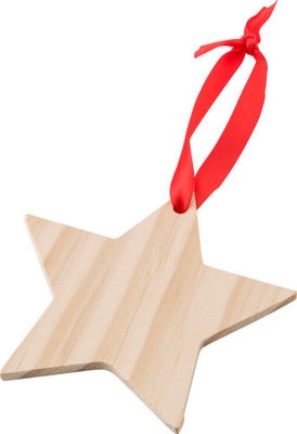 Adorno navideño de estrella de madera