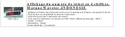 Affichage du numéro de ticket en 4 chiffres, Marque Wavetec ,INDONESIE
