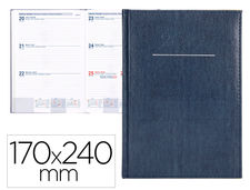 Agenda encuadernada liderpapel creta 17X24 cm 2022 semana vista color azul papel