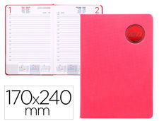 Agenda encuadernada liderpapel kilkis 17X24 cm 2022 dia pagina color rosa papel