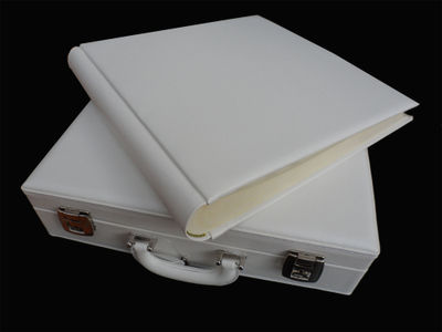 Album Fotografico set con valigia in ecopelle bianco 35x35