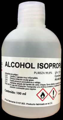 Alcohol Isopropilico-Isopropanol. 99,8%. Envase 100 mL