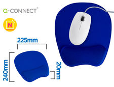 Alfombrilla para raton q-connect con reposamuñecas ergonomica de gel color azul