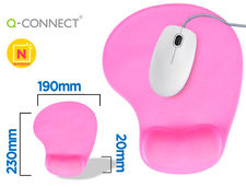 Alfombrilla para raton q-connect reposamuñecas de gel color rosa 190X230X20 mm