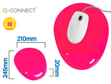 Alfombrilla para raton q-connect reposamuñecas de gel pvc color rosa 210X245X20