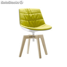 almofada de couro pernas de madeira cadeira de fibra de vidro para sala de estar