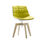 almofada de couro pernas de madeira cadeira de fibra de vidro para sala de estar - 1