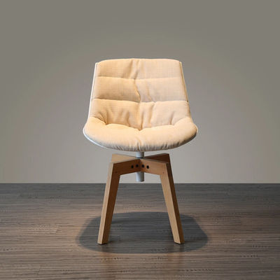 almofada de couro pernas de madeira cadeira de fibra de vidro para sala de estar - Foto 3