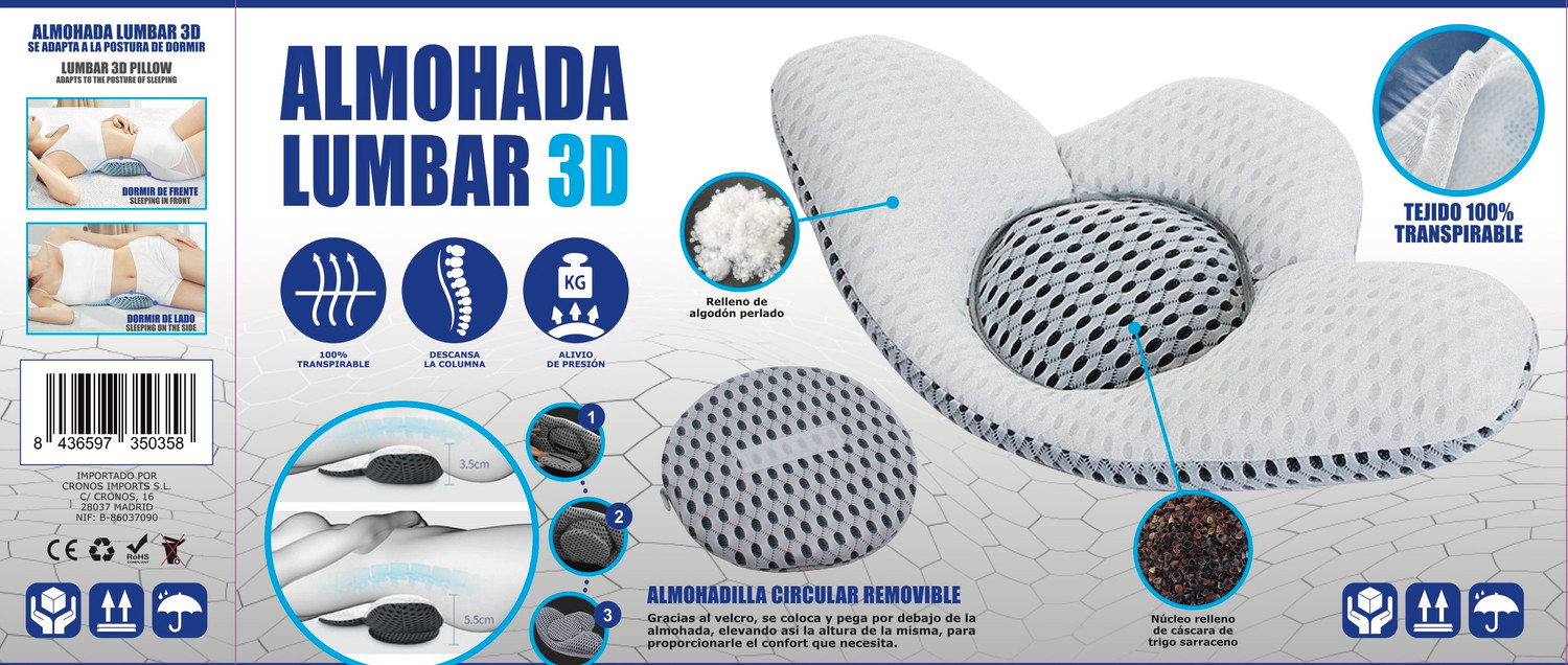 Fcare Almohada de apoyo lumbar para dormir, altura ajustable, almohada de  apoyo 3D para la parte