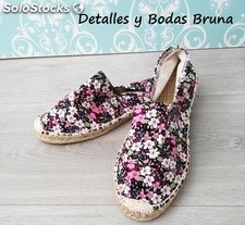 Alpargatas para Boda con Flores. Zapatillas esparto baratas bodas