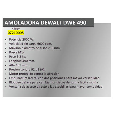 Amoladora Dewalt 2000 w. Dwe 490 - Foto 2