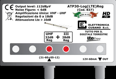 Amplificatore da Palo LOG con Filtro Lte e Guadagno 30dB - ATP30-Log(LTE)Reg