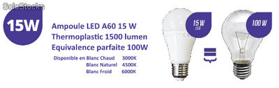Ampoule led a60 e27 - 15w - Blanc Chaud - Photo 2