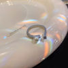 Anéis aberto de diamante e pérola com cravação de precisão para mulheres