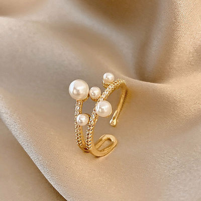 anéis feminino vintage com pérola de zircão - Foto 5