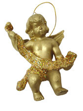 Angel resina dura plastica navidad christmas pequeño dorado colgante