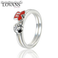 anillo de plata chapado, diseño de fútbol