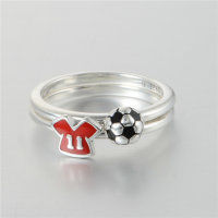 anillo de plata chapado, diseño de fútbol - Foto 2